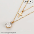 44181 en gros xuping bijoux en alliage de cuivre 18 k style catholique diamant blanc plaqué or bijoux lariat collier